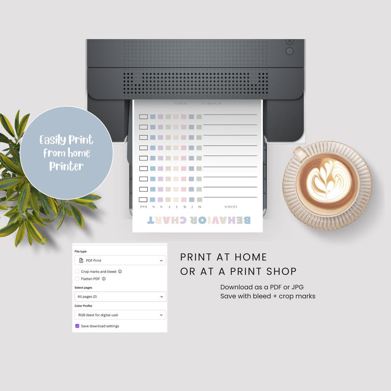 Printable Behavior Chart for Kids, Reward Chart for Children, Daily ...