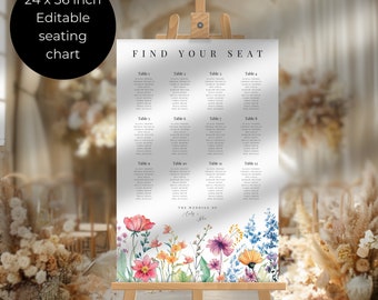Wildflower Wedding Seating Chart | DIY Editable 24x36 (Digital Download)