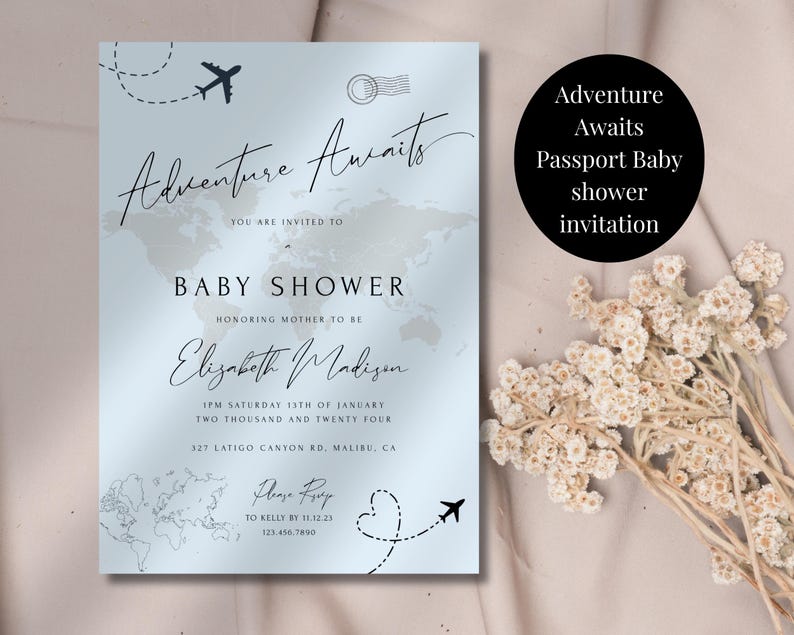 Adventure awaits baby shower invite