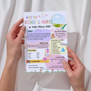 School Nurse Printable, Meet the School Nurse, All About Me for Back to School, Open House, or New School Nurse Newsletter Template image 3