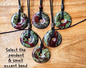 Grote 40 mm drakenbloed donut pi-steen hanger ketting, verstelbare ketting