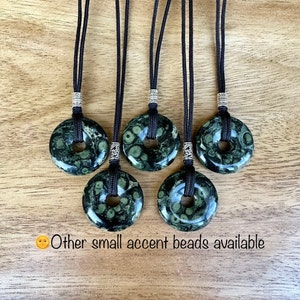 Kambaba Jasper 30mm donut pi stone pendant, Kambaba Rhyolite, Adjustable necklace image 8