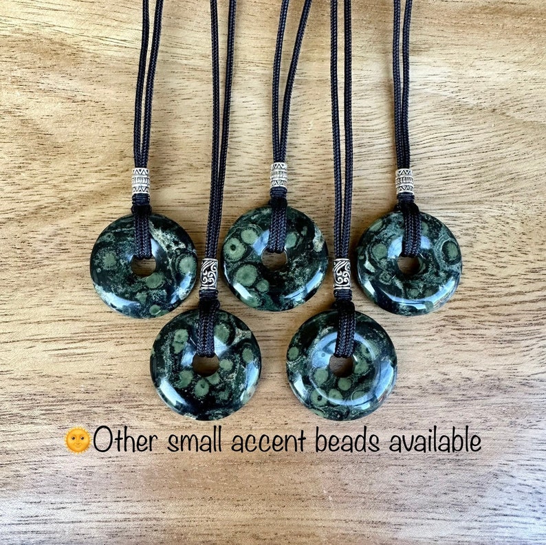 Kambaba Jasper 30mm donut pi stone pendant, Kambaba Rhyolite, Adjustable necklace image 8