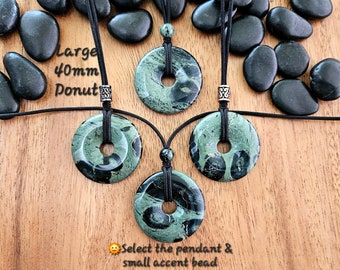 Large Kambaba 40mm donut pi stone pendant, Kambaba Jasper, Adjustable necklace
