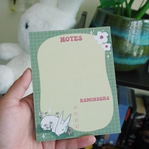 Bunny Notepad // cute meadow rabbit to do list memo pad with flowers