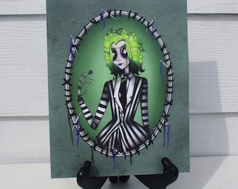 Beetlejuice Button Eyes Art Print // Decoración de Halloween Beetlejuice Coraline Spooky Gender Bent