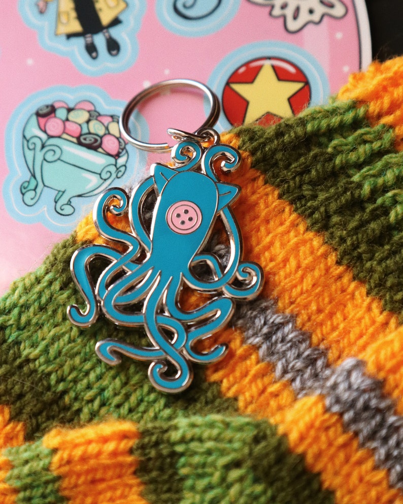 Coraline Squid Keychain // Hard Enamel Keychain Button Etsy