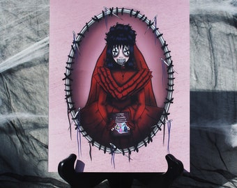 Lydia Deetz Button Eyes Art Print // Decoración de Halloween Beetlejuice Coraline Spooky