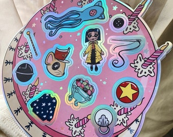 Holographic Welcome Home Sticker Sheet // Coraline stickers decor laptop vinyl stickers circus mouse