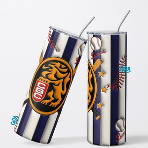 Baseball 20oz straight png 3d digital download inflated Tumbler Design for Sublimation image Royal blue baseball lions
