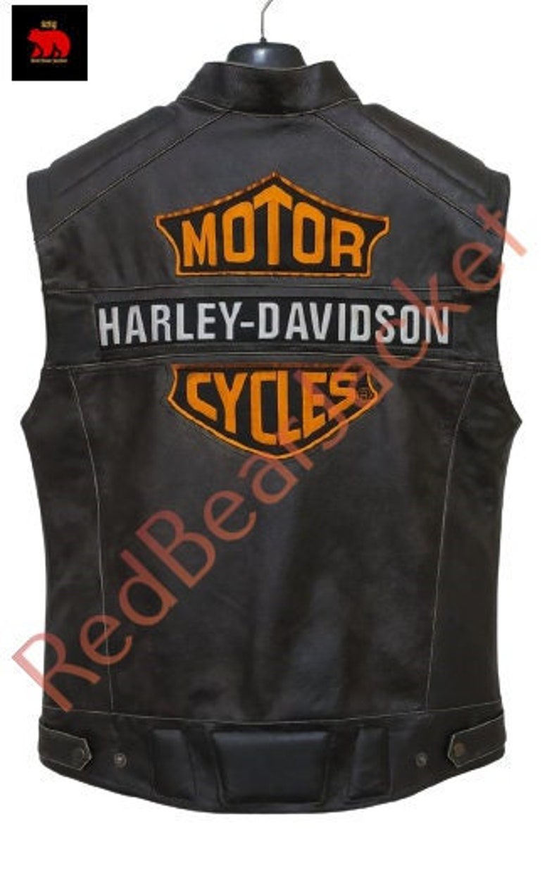 Harley Davidson Men's Motorcycle Vest Orange Embroidered - Etsy