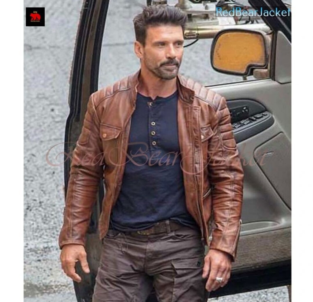Frank Grillo Boss Level Roy Pulver Brown Leather Jacket Mens Etsy