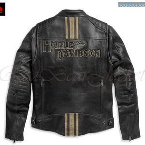 Men's Harley Davidson Black HD Biker Leather Jacket for - Etsy