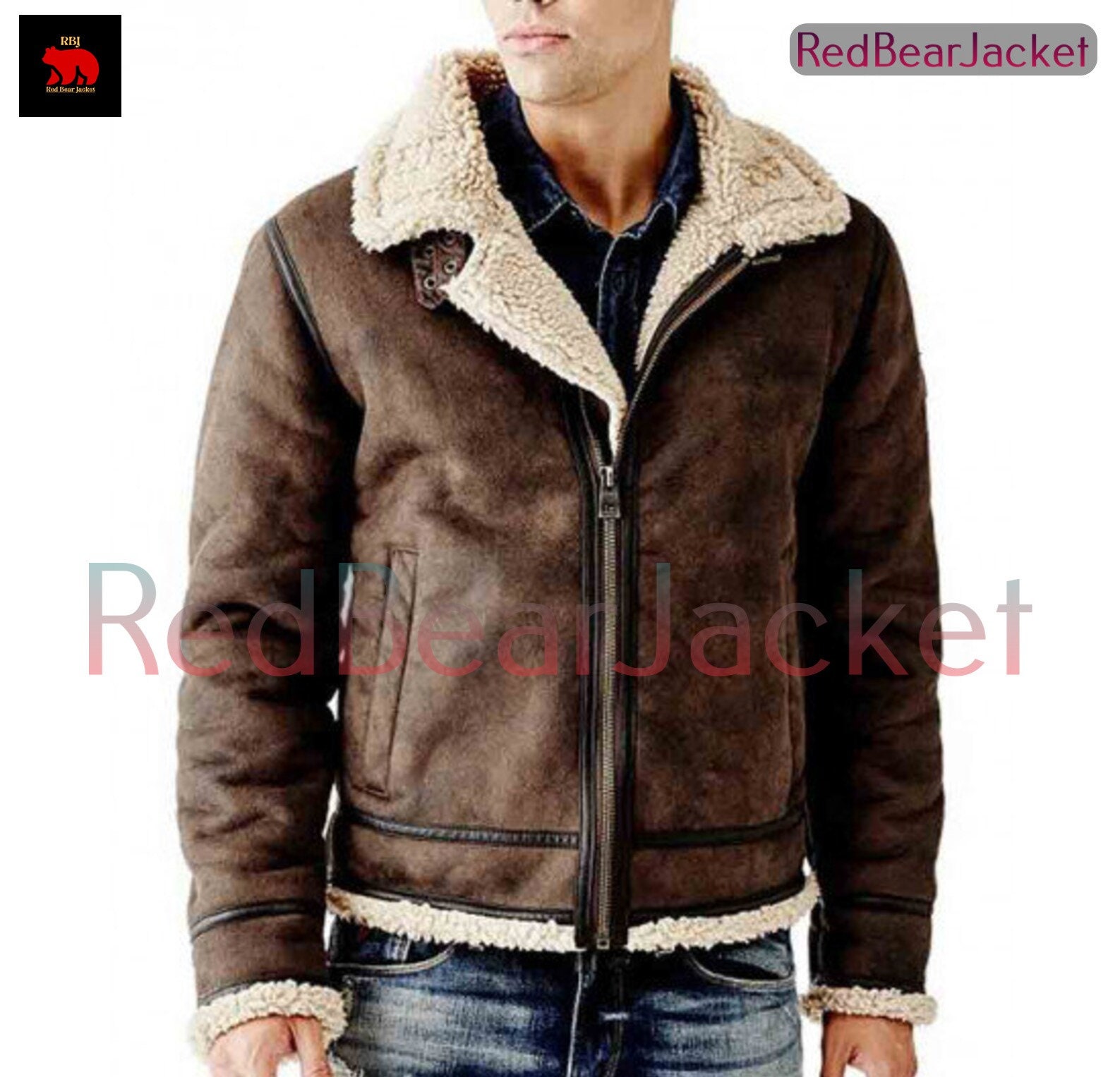 Men's B3 Sheepskin Brown Leather Shearling Jacket Mens - Etsy