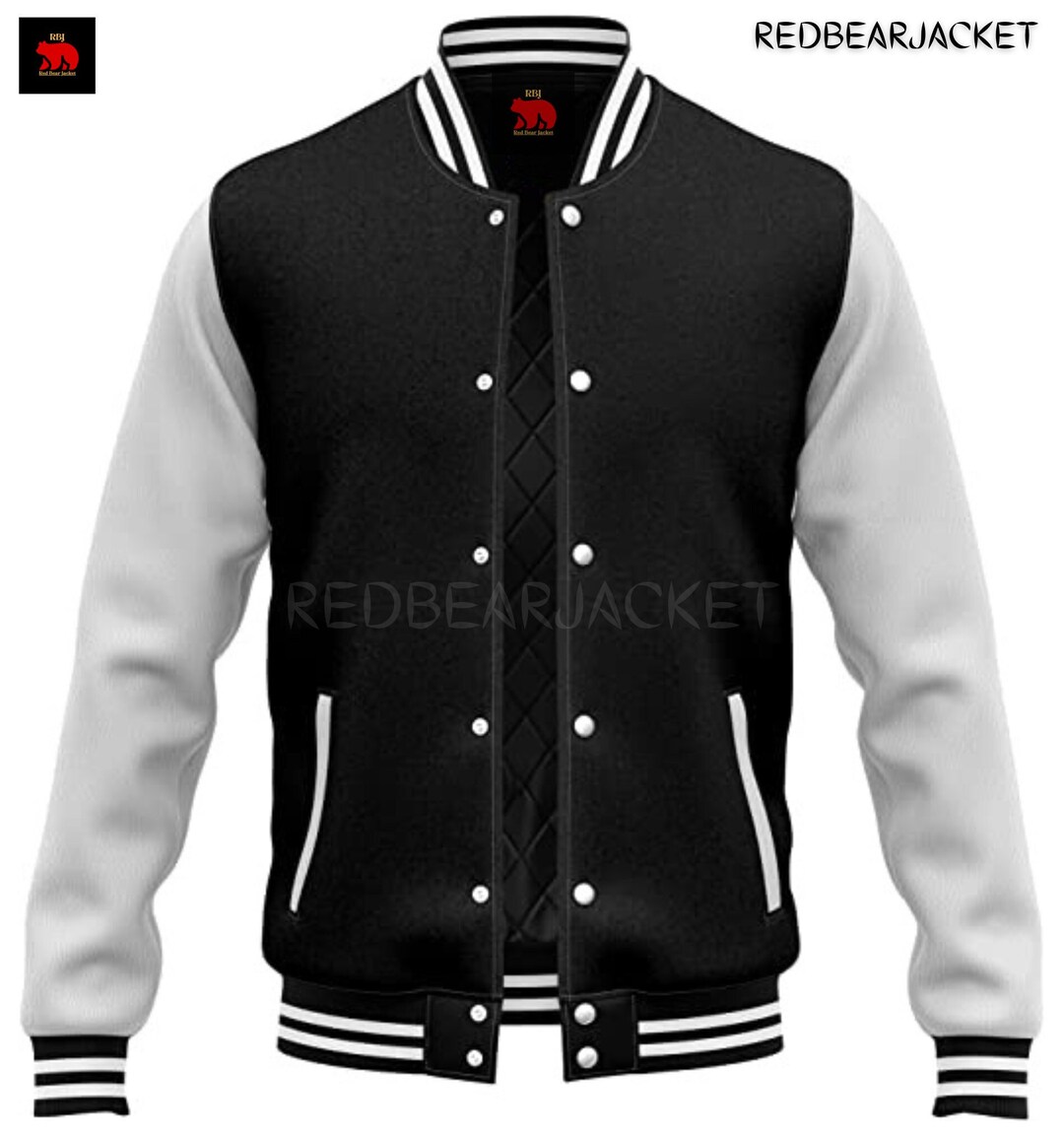 Men's Letterman Jacket With Real Sheep Leather Sleeves & Etsy