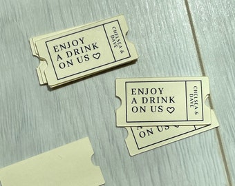 Customizable Drink Tickets for Weddings, Parties, Events, or Birthdays Minimal Design in Cream Color