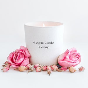 Elegant White Candle Mockup Design for Candle business, Candle Mockup, , Mockup Candle, Candle Mock Up, Label Mockup, Product Mockup, roses