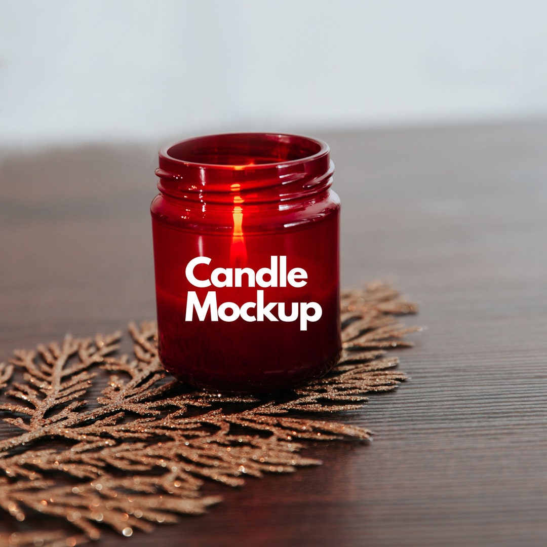 Red Candle Mockup Jar, Add Your Own Logo, Label Design, Candle Label