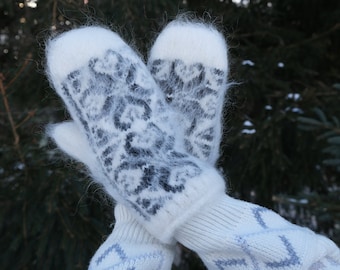 Goat down mittens, for Women/Men, 100% Handmade, Soft, Eco-responsible product and very warm for winter,Hypoallergenic,Trendy,Ideal for gift