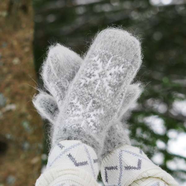 Fäustlinge aus Ziegendaunen, für Damen/Herren, 100 % handgefertigt, weich, umweltfreundliches Produkt und sehr warm für den Winter, hypoallergen, trendig, ideal als Geschenk