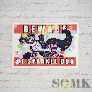 Beware Of Sparkle Dog Cute Furry Vinyl Sticker