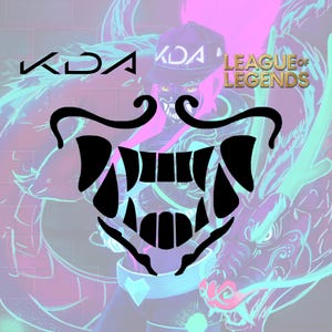 League of Legends, KDA, Akali Mask, Kaisa, Ahri, Evelynn, Vinyl Decal Sticker, holographic, Rainbow, K-Pop, Car Laptop Bumper, Weatherproof