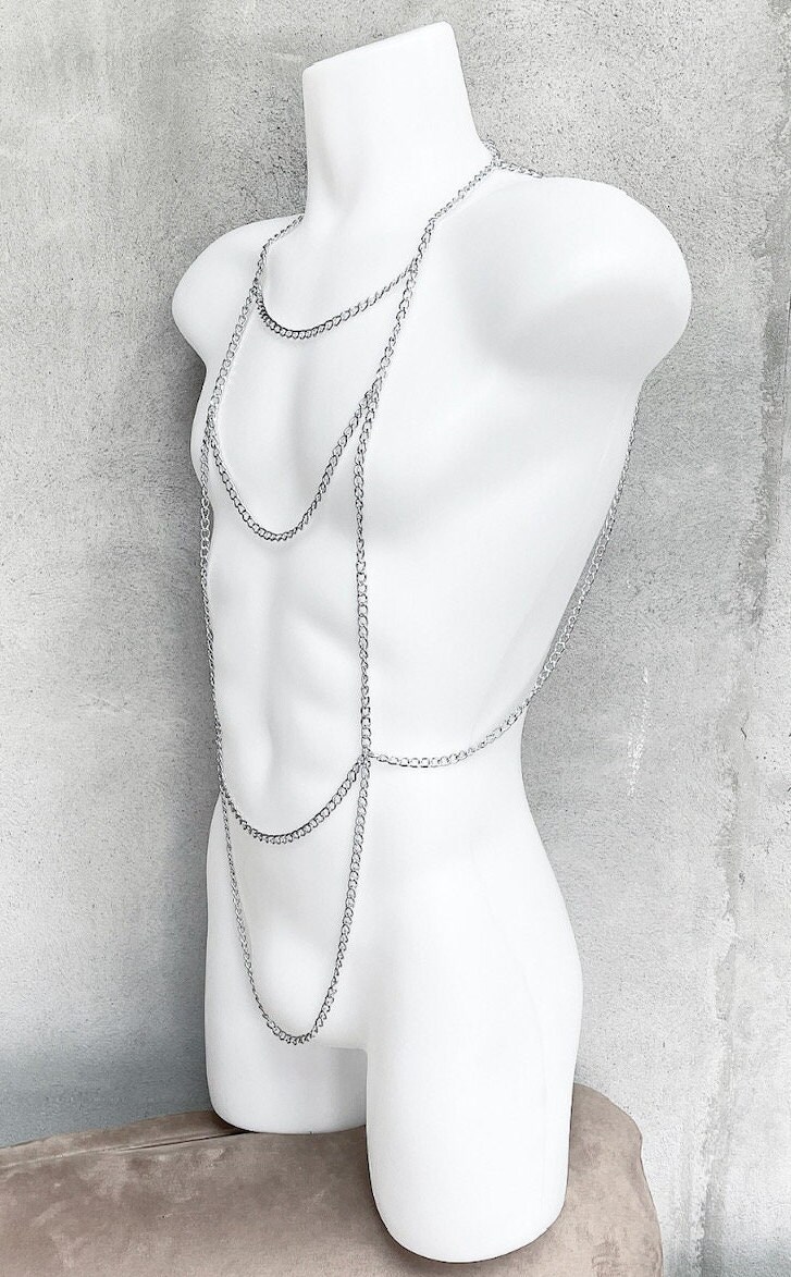 Body Chain Men Male Chain Harness Body Necklace Etsy