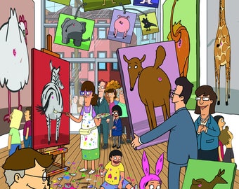 Bob's Burgers Butt Paintings  Collectible Fine Art Print, Signed Frank Forte (13x19)