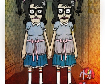Bob's Burgers The Shining Twins Gene Belcher  Mash-Up wall art print Decor Posters, Poster, Animation, Gift For Girl Valentine's Day