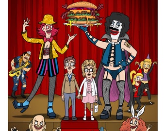 Bob's Burgers The Rock Horror Burger Show Mash-Up wall art print Decor Posters, Poster, Animation, Gift For Girl Valentine's Day
