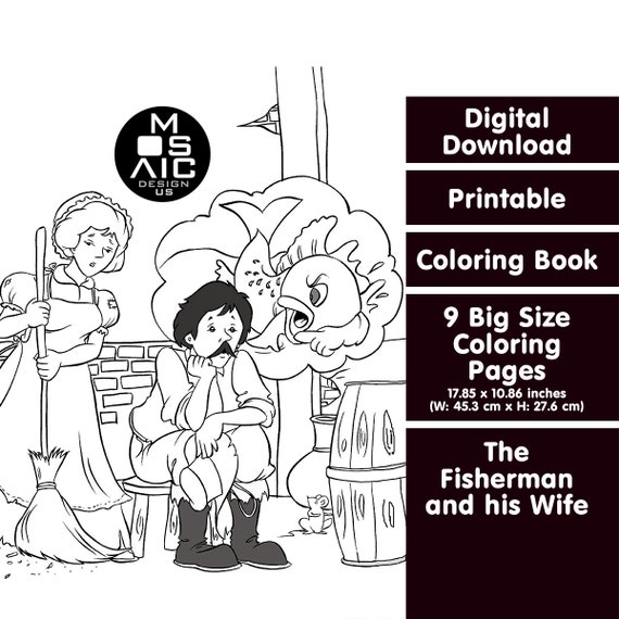 The Fisherman His Wife Coloring Pages Printable Classic Etsy UK