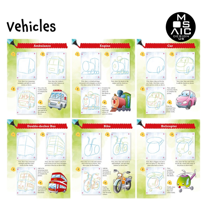 Printable, Vehicles, How to Draw, Step-by-step Guide, Planner ...