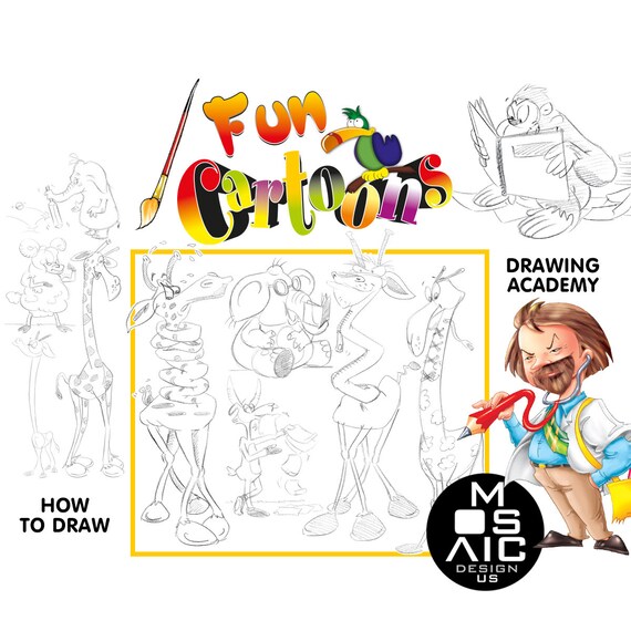 How to Draw Fun Cartoon Step-by-step Guide Funny | Etsy