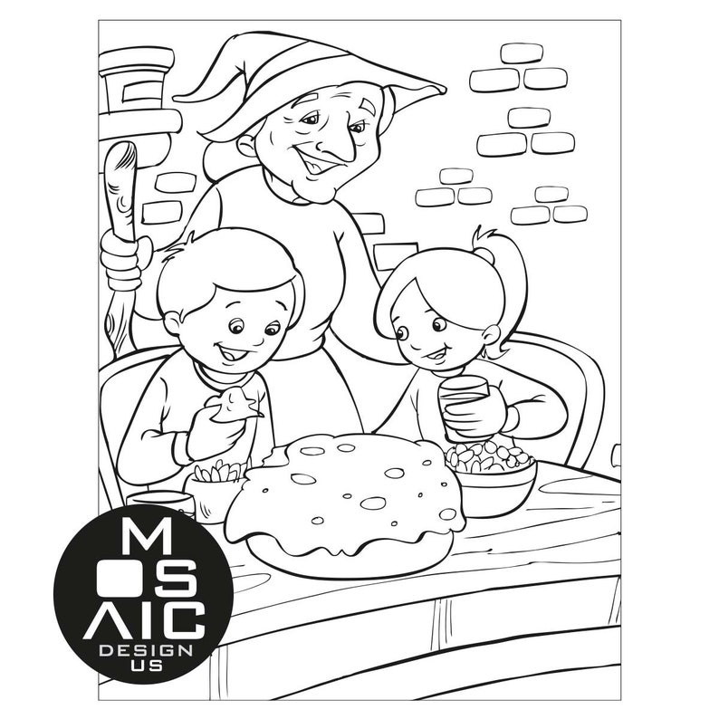 Hansel and Gretel Coloring Pages Printable Download Fairy | Etsy