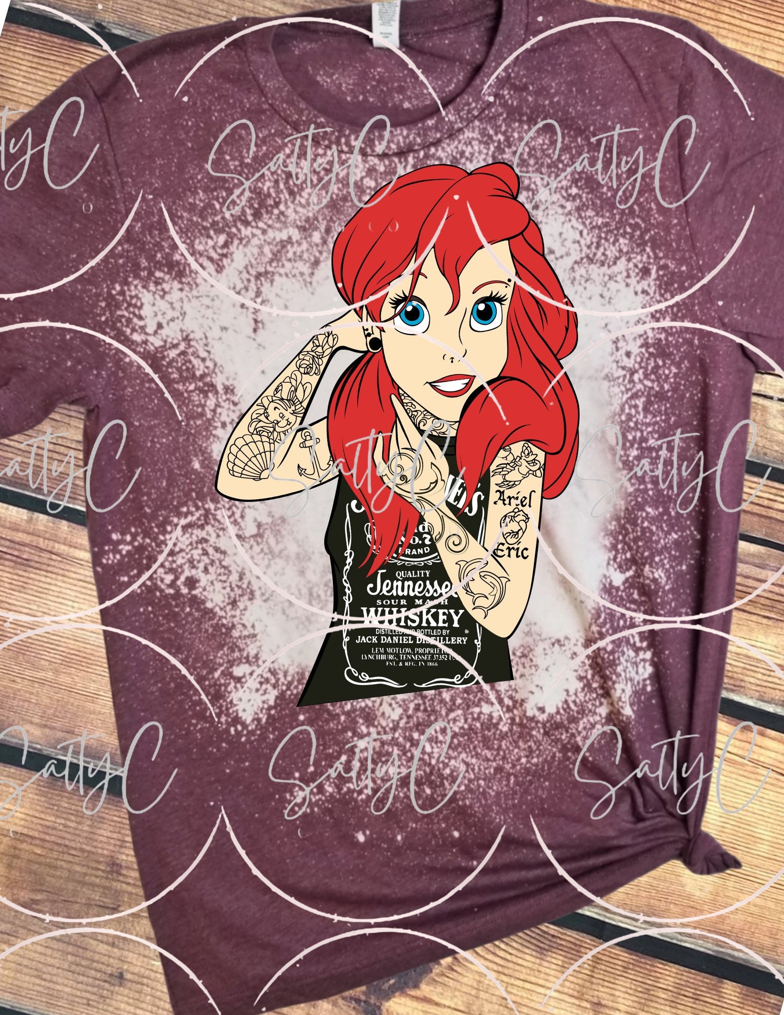 Tattoo Ariel Bleached Tee Shirt - Etsy Tattoo Ariel Bleached Tee Shirt - Etsy