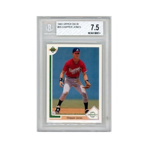 Chipper Jones Autographed 1991 Upper Deck Rookie Card #55 Atlanta Braves Beckett BAS Stock #155954 - Mill Creek Sports