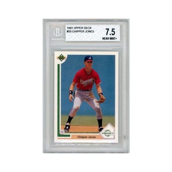 1991 Upper Deck Chipper Jones RC HOF BGS 7.5 #55 Near Mint Rookie Atlanta Braves