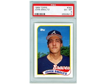 1989 Topps John Smoltz RC PSA 6 Excellent #382 Hall of Fame Rookie Braves