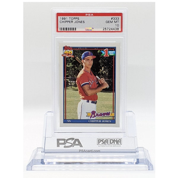 1991 Topps Chipper Jones Rookie Card #333 PSA 10 Gem Mint - Hall Of Fame RC Atlanta Braves Rookie Card Gem Mint Vintage Baseball Card
