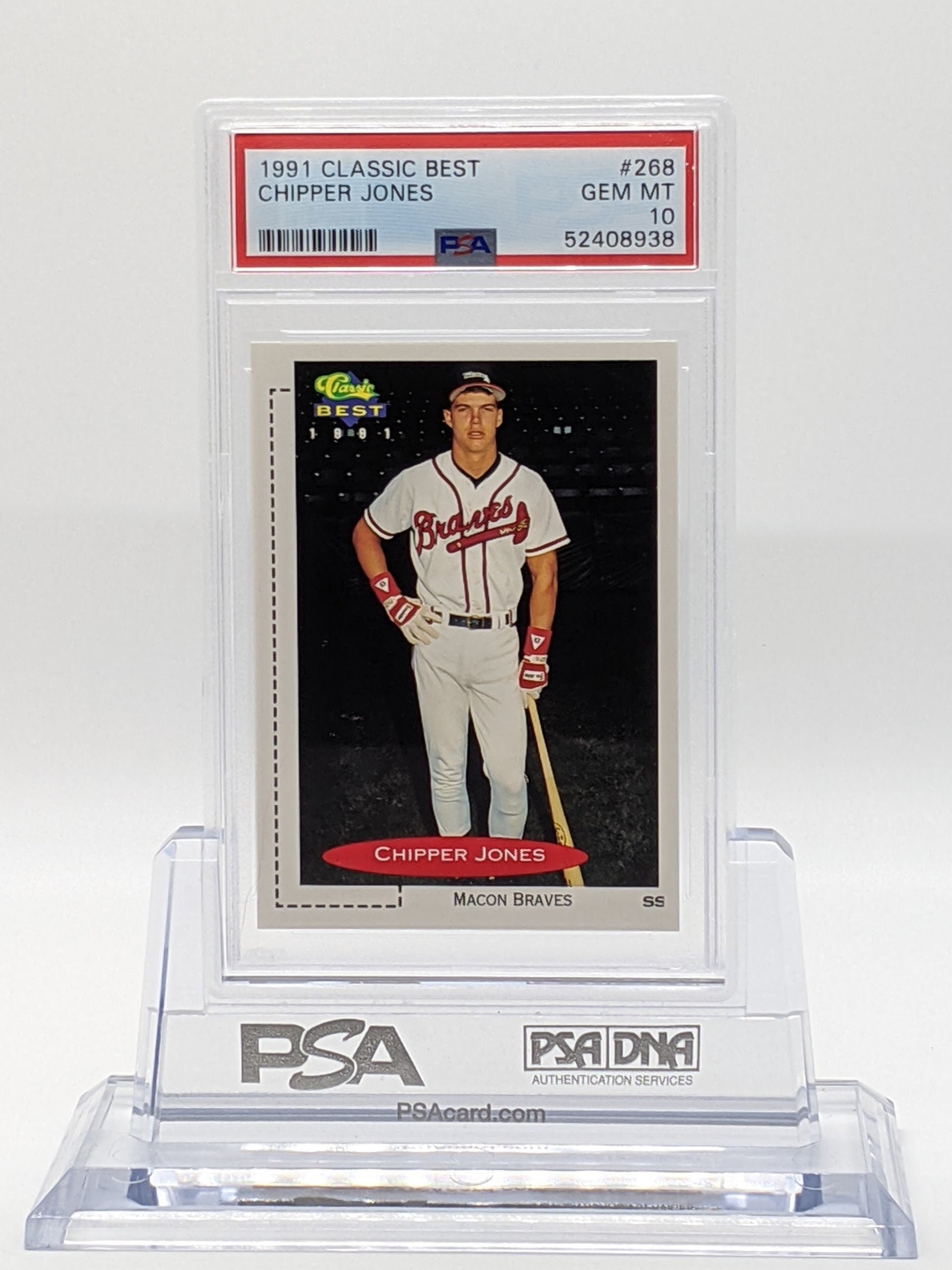 1991 Classic Best Chipper Jones Pre-rookie Card PSA 10 268 - Etsy