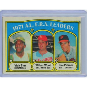 1972 Topps Jim Palmer HOF Vida Blue 1971 ERA Leaders #92 Vintage Baseball Card