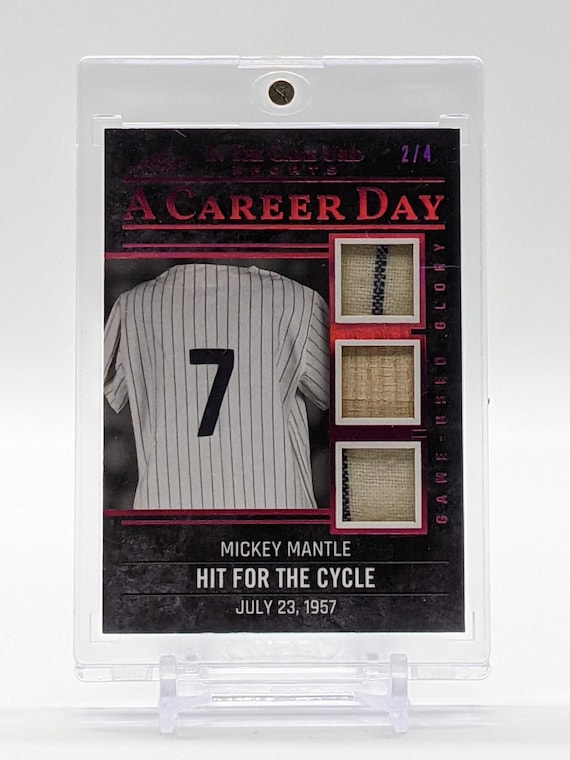 Mickey Mantle Baseball Card Game Used Jersey & Bat Triple 