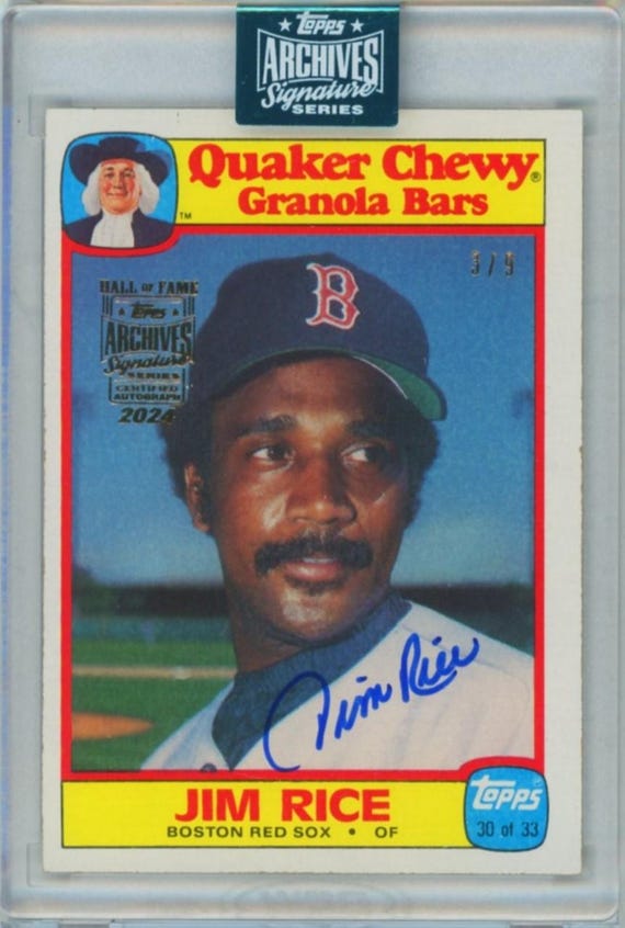 2024 Topps Archives Jim Rice /9 Auto Signature 1986 Quaker Oats HOF Low Pop  RARE - Etsy Israel