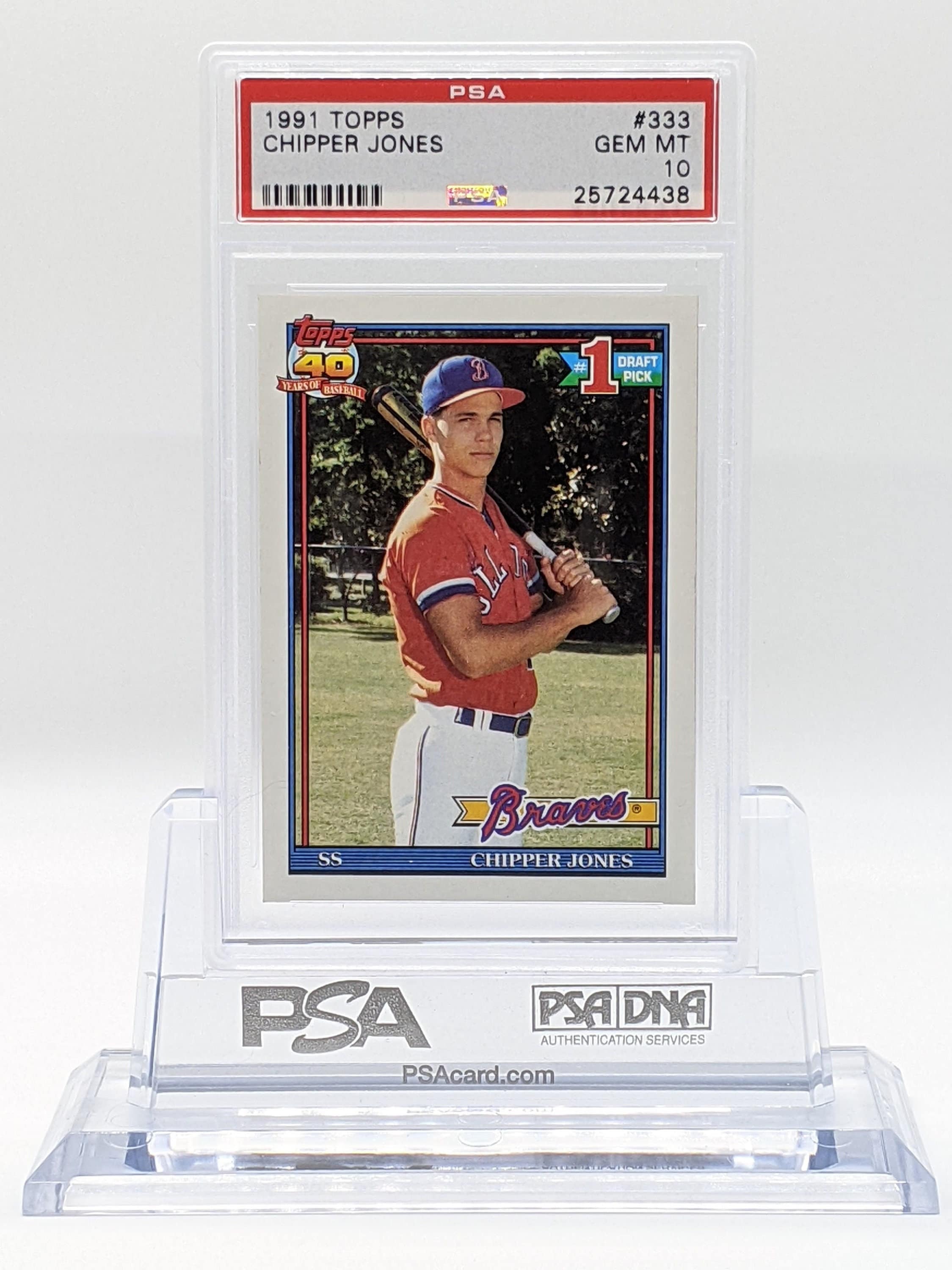 1991 Topps Chipper Jones Rookie Card #333 PSA 10 Gem Mint - Hall Of Fame RC  Atlanta Braves Rookie Card Gem Mint Vintage Baseball Card