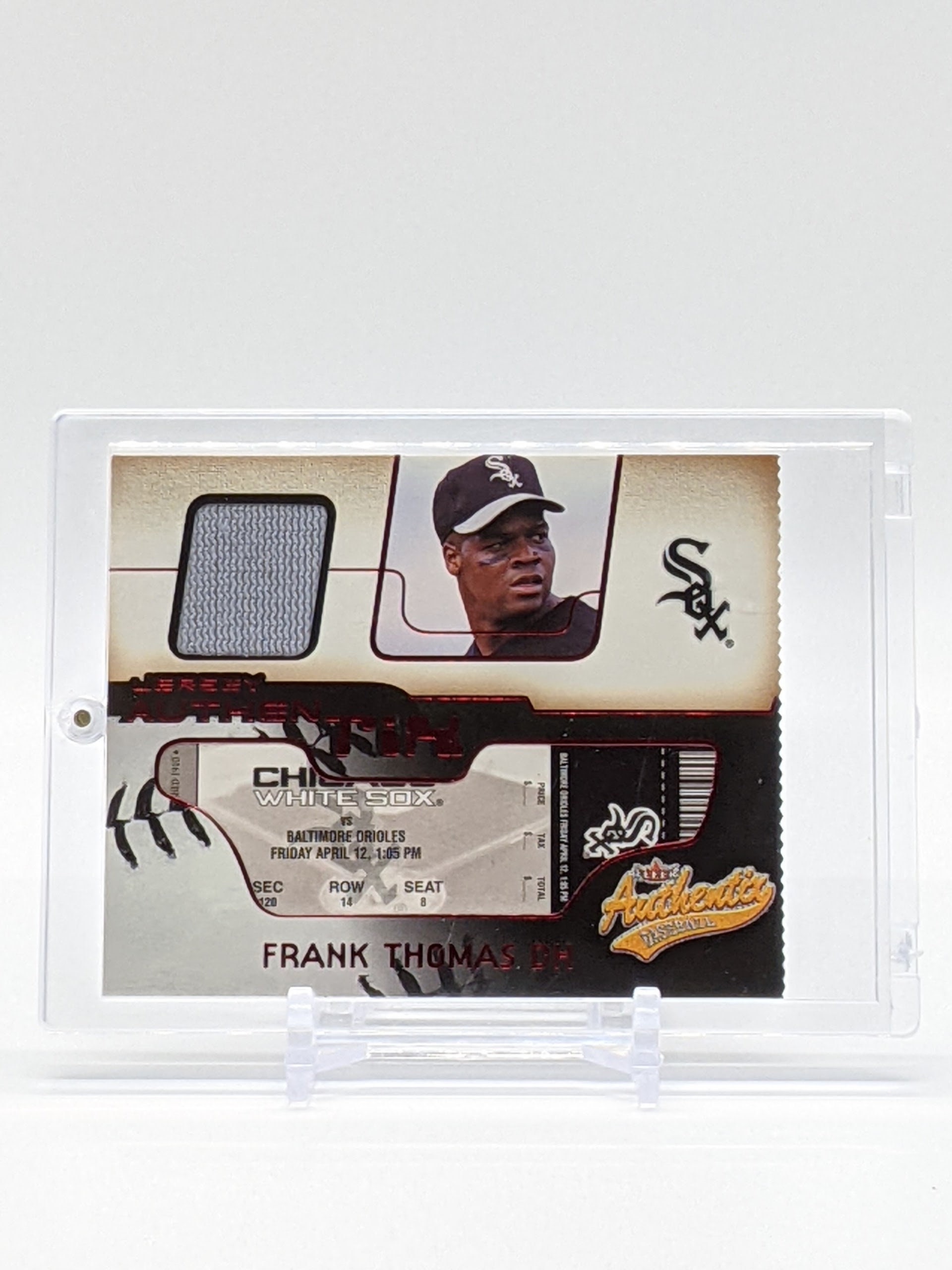 2002 Fleer Frank Thomas Authentix Game Used Jersey Ticket Card 