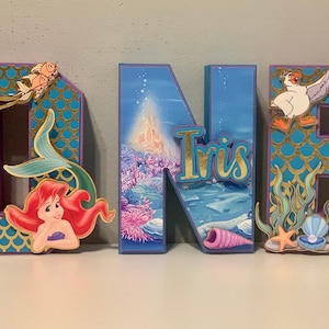 Mermaid Ariel inspired 3D letters