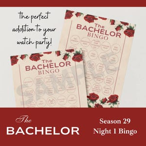 Bingo della serata degli scapoli! / Stagione 29 / Bingo degli scapoli stampabile / Download PDF / Gioco della serata delle ragazze / Bachelor Nation