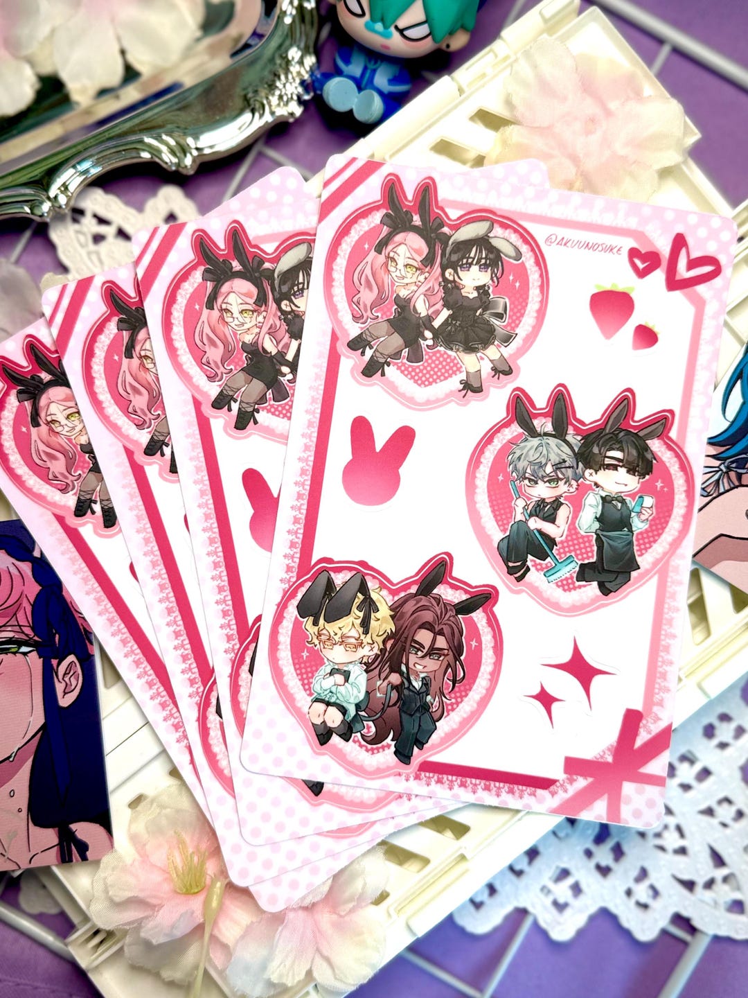 ALNST Bunny Cafe Heart Sticker Sheet - Etsy