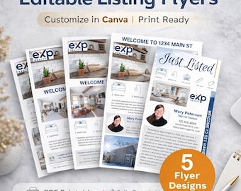 Modèles de Flyer d'annonces immobilières | Flyers en toile modifiables | Fichiers PDF sur le marketing des agents