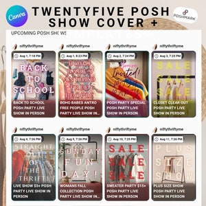 Boho Posh Show Cover Image + Plus | Cover Template | Canva Template | Poshmark Live | Reseller Cover | Editable Canva | Digital Download